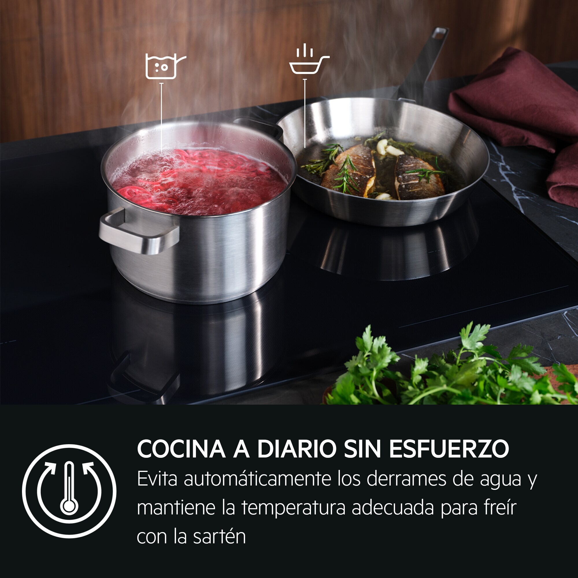 AEG Placa de inducción Serie 8000 Sense Boil&Fry de 80 cm TI84IB30FB