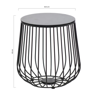 Tavolino da caffè 41,5x43 cm nero in metallo con ripiano in legno