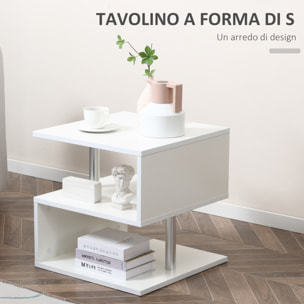 HomCom Moderno Tavolino Basso Da Salotto in Legno Bianco, 50x50x50cm