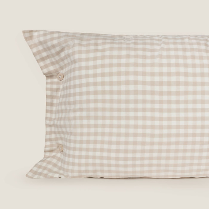 Funda almohada algodón cuadros Kimcuad color gris piedra
