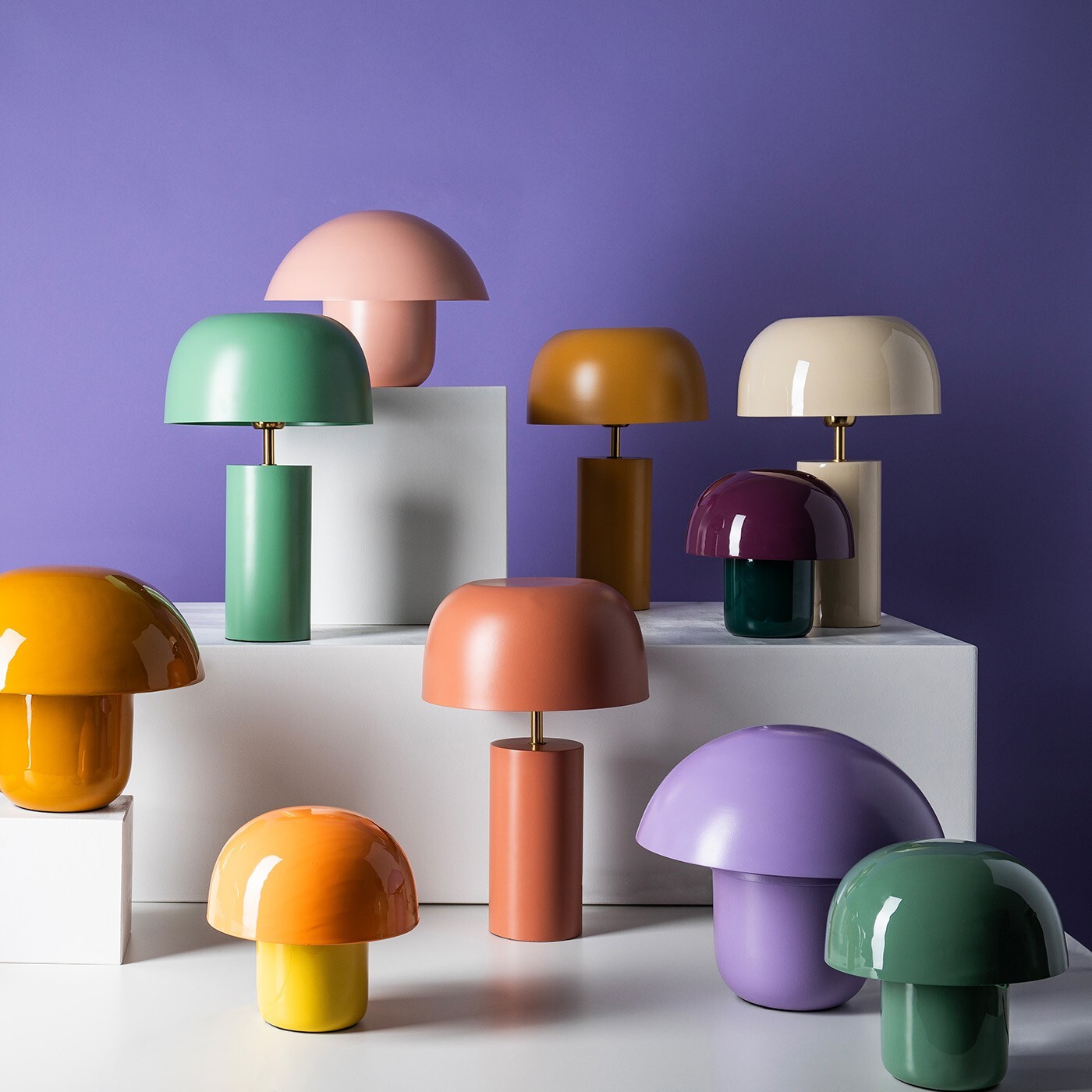 Lampe Mushroom Duo 20cm violette et verte Kare Design