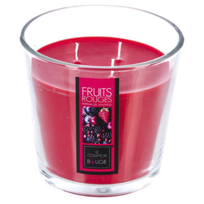 VELA PERFUMADA EN COPA DE FRUTA ROJA D. 13,5 x H. 12,5 cm