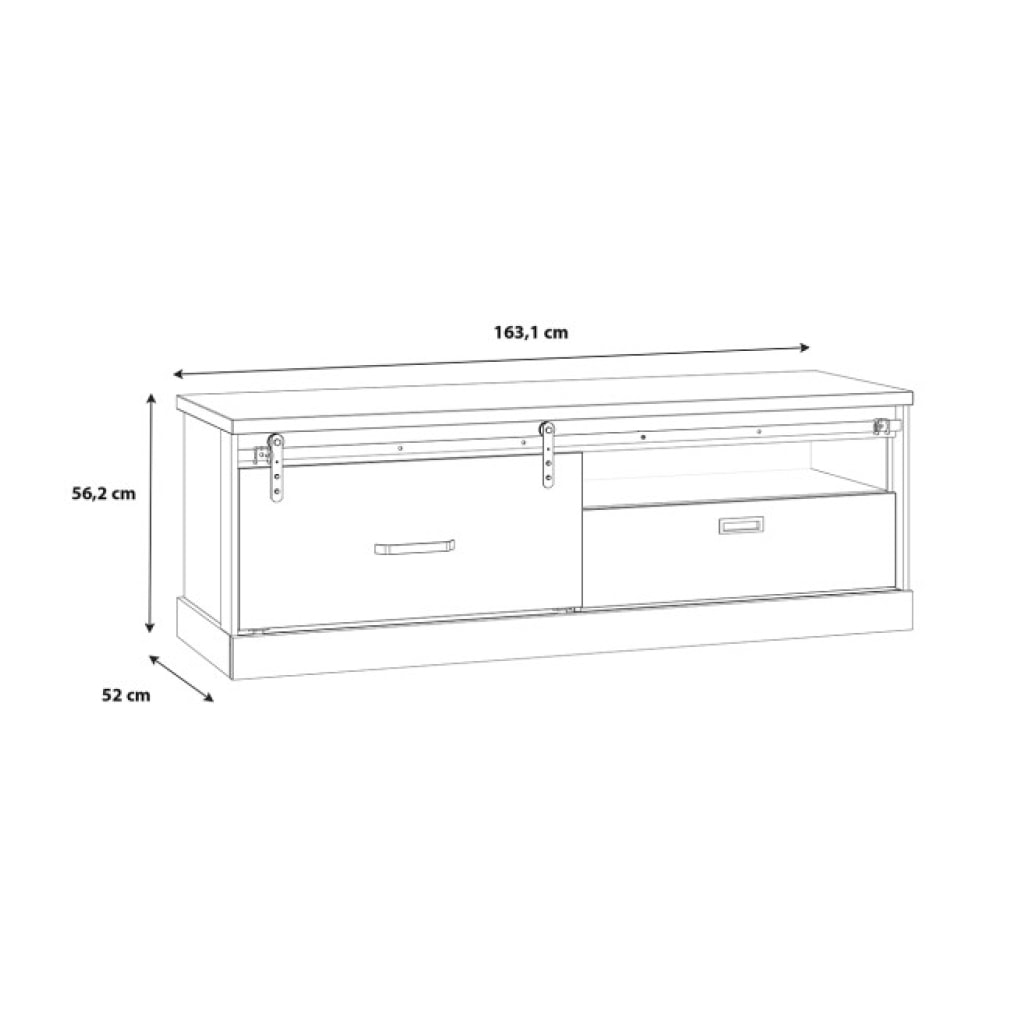 Meuble TV en bois effet chêne & noir L163cm - FACTORY
