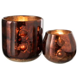 J-Line photophore Coconut Cylindrique - verre - brun