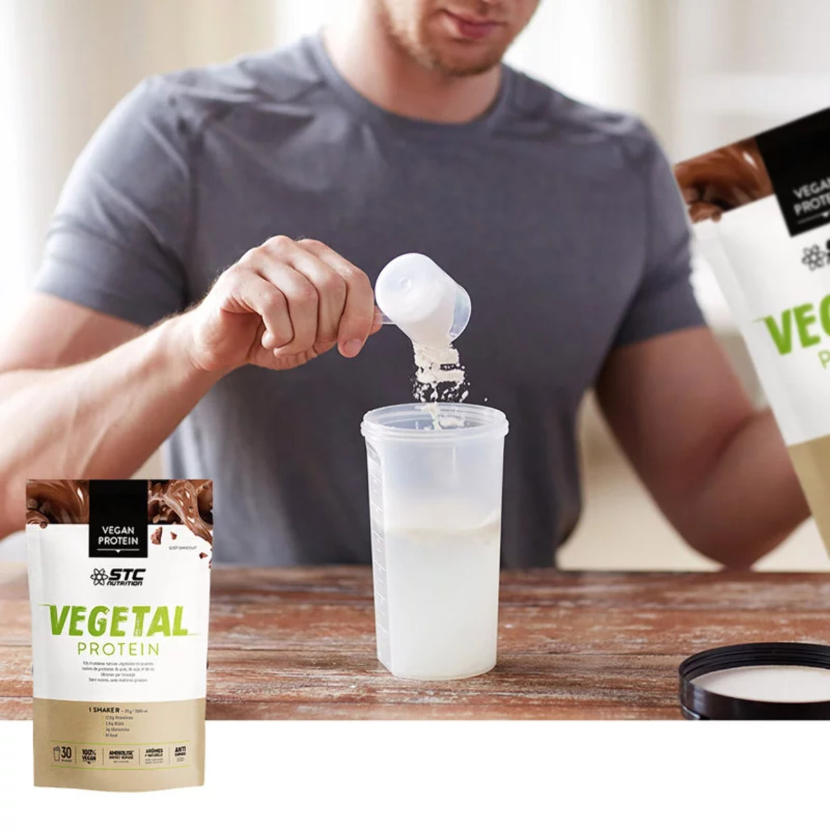 STC NUTRITION - Vegetal Protein - Alternative 100% Végétale - Pois + Soja + Riz - Sans Sucre, Sans Matières Grasses - Sans Colorant, Sans Gluten - 100% Végan - 750 g - Chocolat