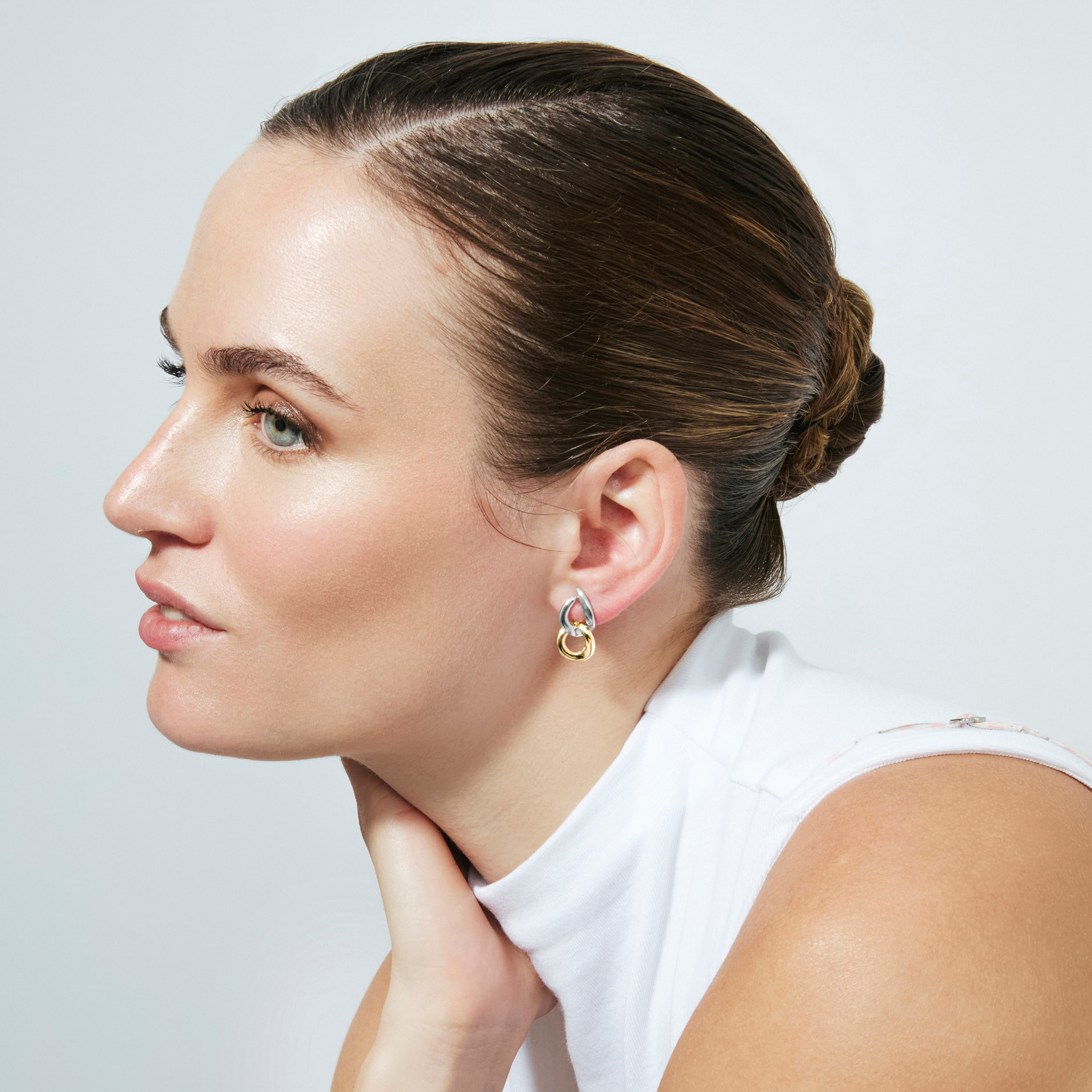 Pendientes Saga acabado plata y oro 18k