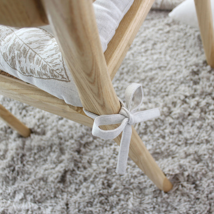 Galette de chaise piquée motif nature - Ecru