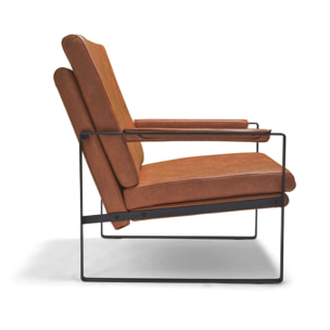 BRADFORD - Poltrona design retrò in leatherette cuoio