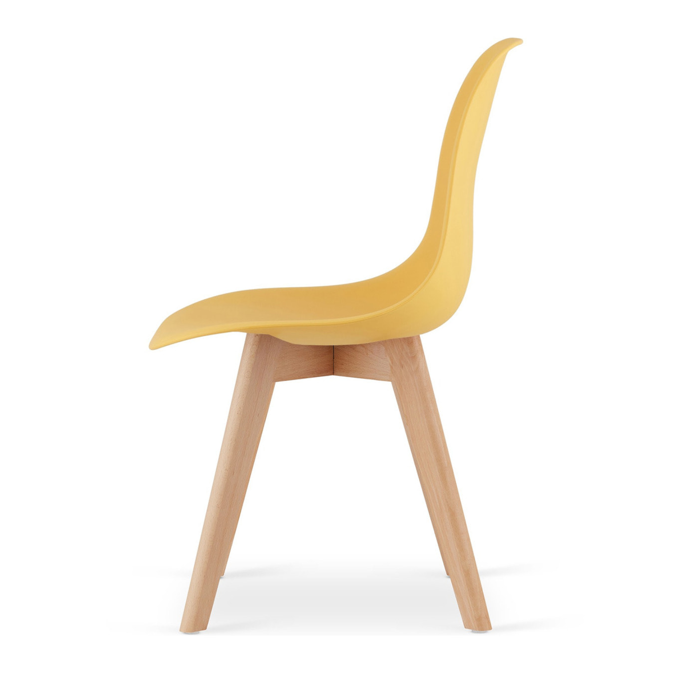 Sedia di design Kito senape con gambe in legno di faggio