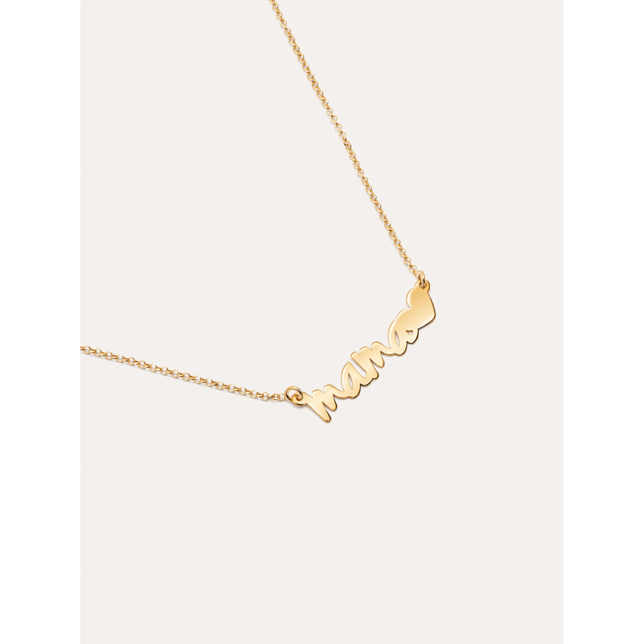 Collar Mamá Heart Plata Baño Oro