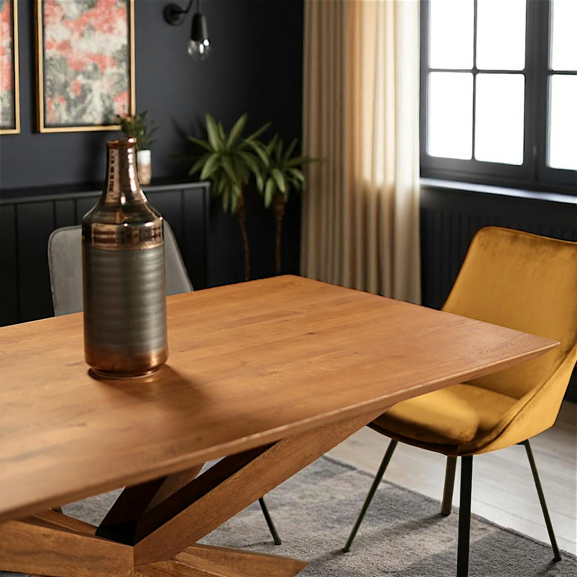 Table en chêne 180 cm pied mikado OKA