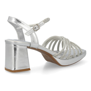 Sandalia tacón elegante fiesta con brillo