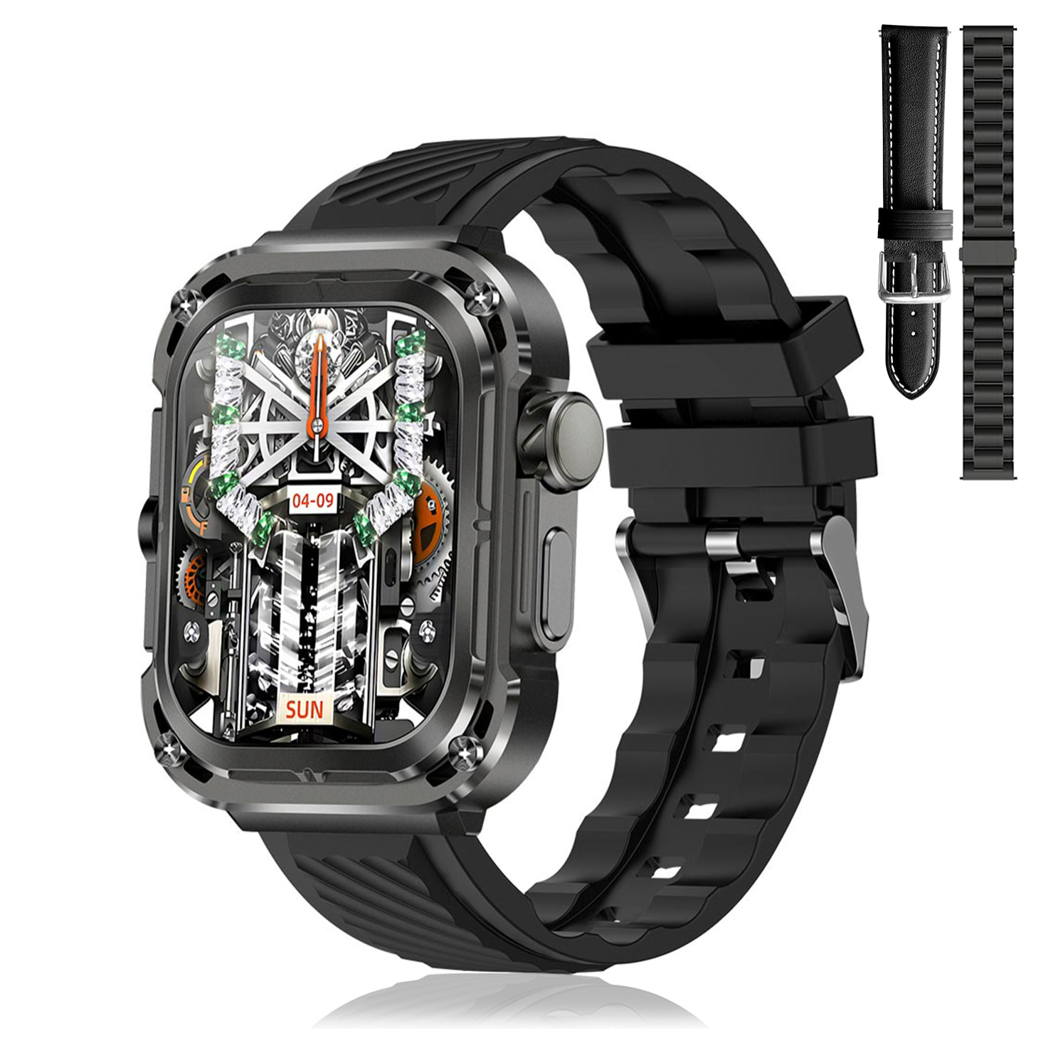 Smartwatch Z85 Max con schermo da 2", triplo cinturino. Monitor sanitari, ECG, pressione sanguigna. Modalità sport, chiamate BT.