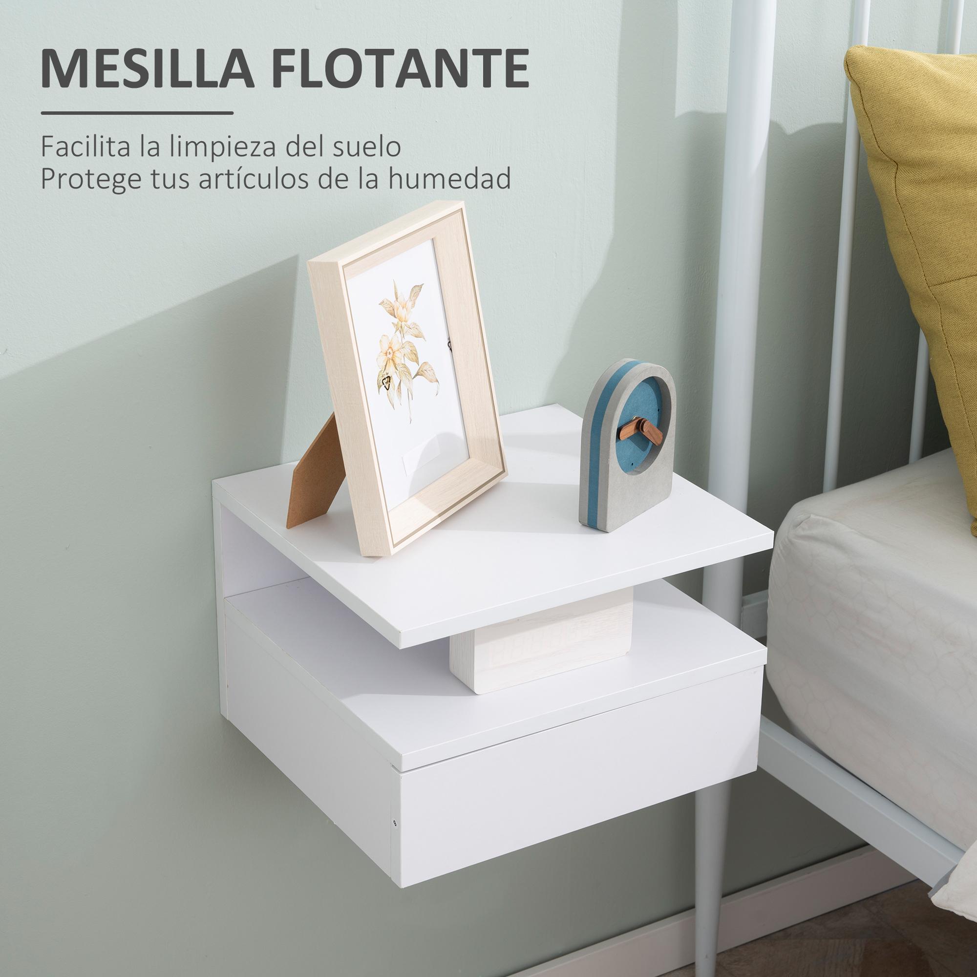 Set de 2 Mesitas de Noche de Madera 35x32x22,5 cm Blanco