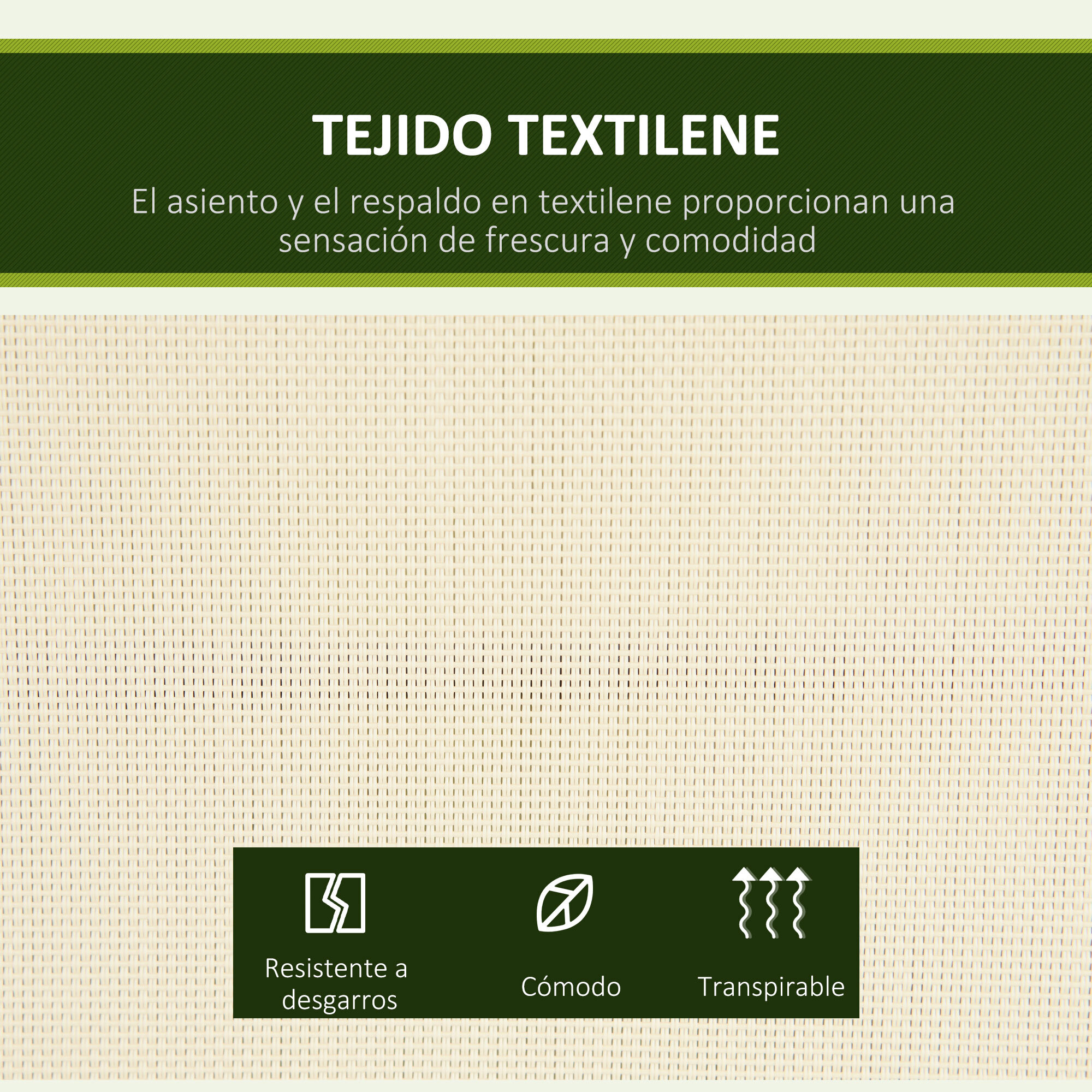 Columpio de Jardín Exterior de 2 Plazas, Balancín de Jardín Exterior con Techo Ajustable y Marco de Acero, Asientos de Textilene, para Balcón, Terraza, Carga 220 kg, 140x118x162 cm, Beige