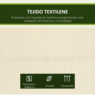 Columpio de Jardín Exterior de 2 Plazas, Balancín de Jardín Exterior con Techo Ajustable y Marco de Acero, Asientos de Textilene, para Balcón, Terraza, Carga 220 kg, 140x118x162 cm, Beige