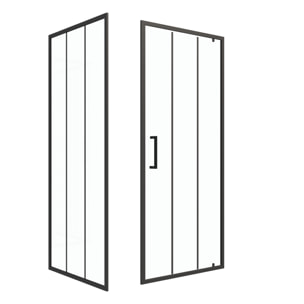 Porte de douche serigraphiee - 90x200cm + Paroi retour - 90x200 cm - PORTE PIVOTANTE