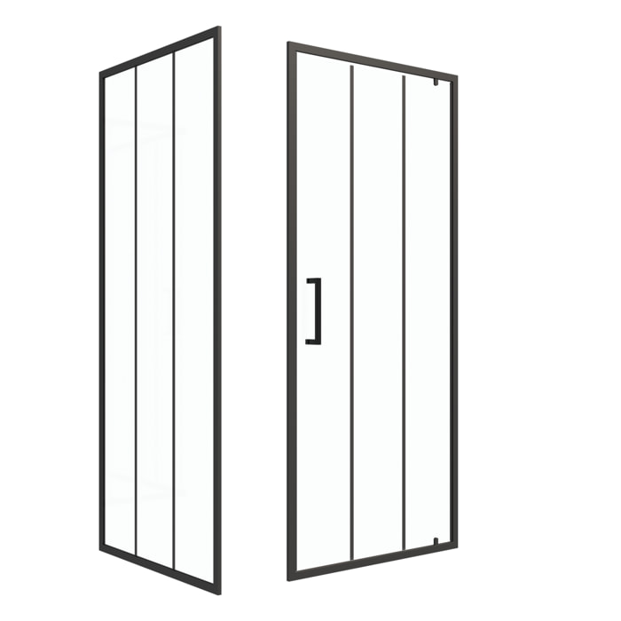 Porte de douche serigraphiee - 90x200cm + Paroi retour - 90x200 cm - PORTE PIVOTANTE