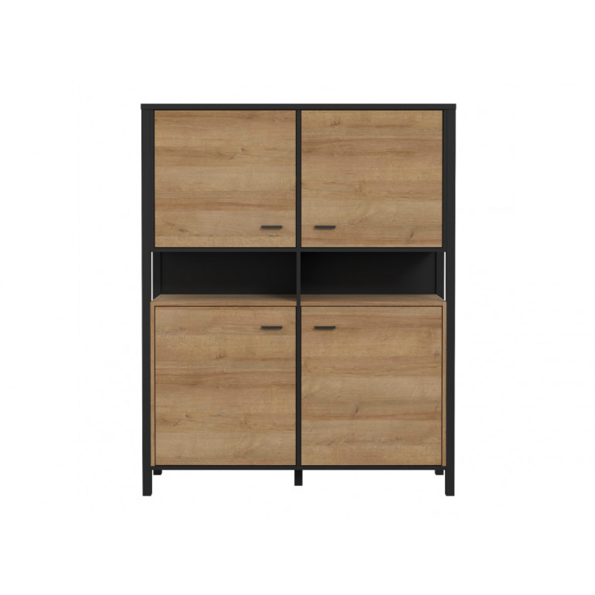 Vaisselier 4 portes en bois effet chêne - MIAMI