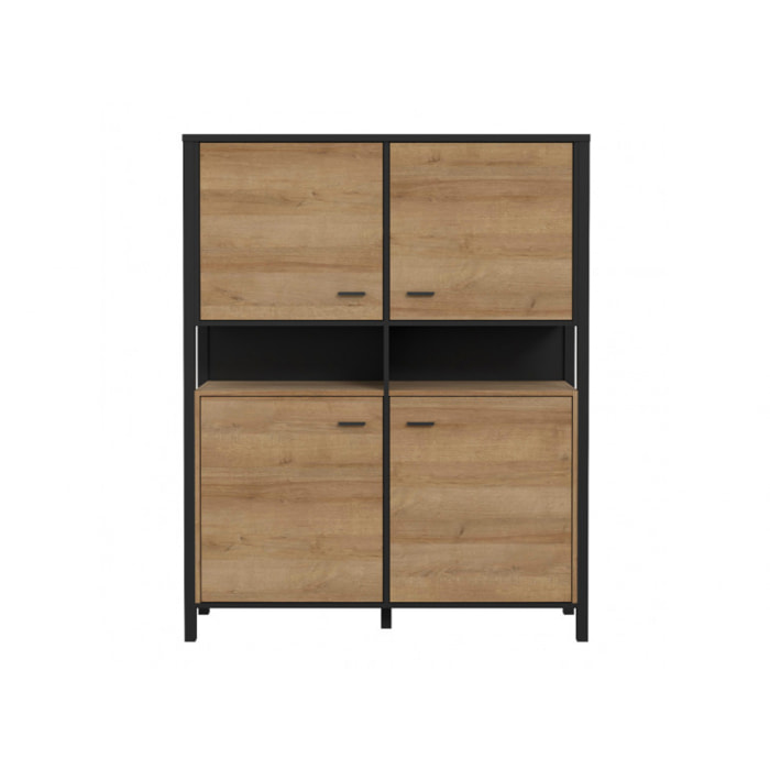 Vaisselier 4 portes en bois effet chêne - MIAMI