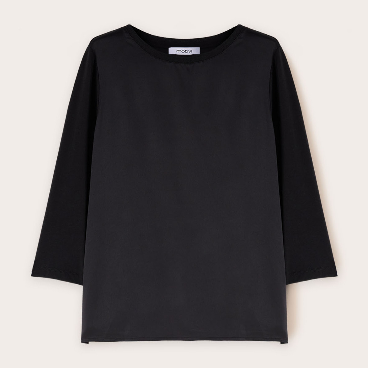 Motivi - Camiseta básica bimateria - Negro