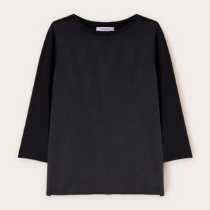 Motivi - Camiseta básica bimateria - Negro