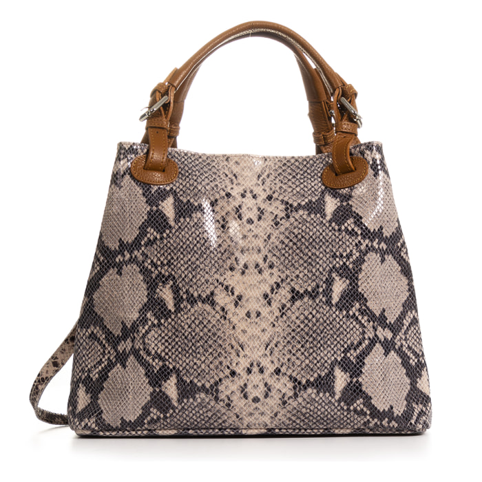 Emanuela Borsa tote Donna.Pelle autentica Camoscio Python Dollaro
