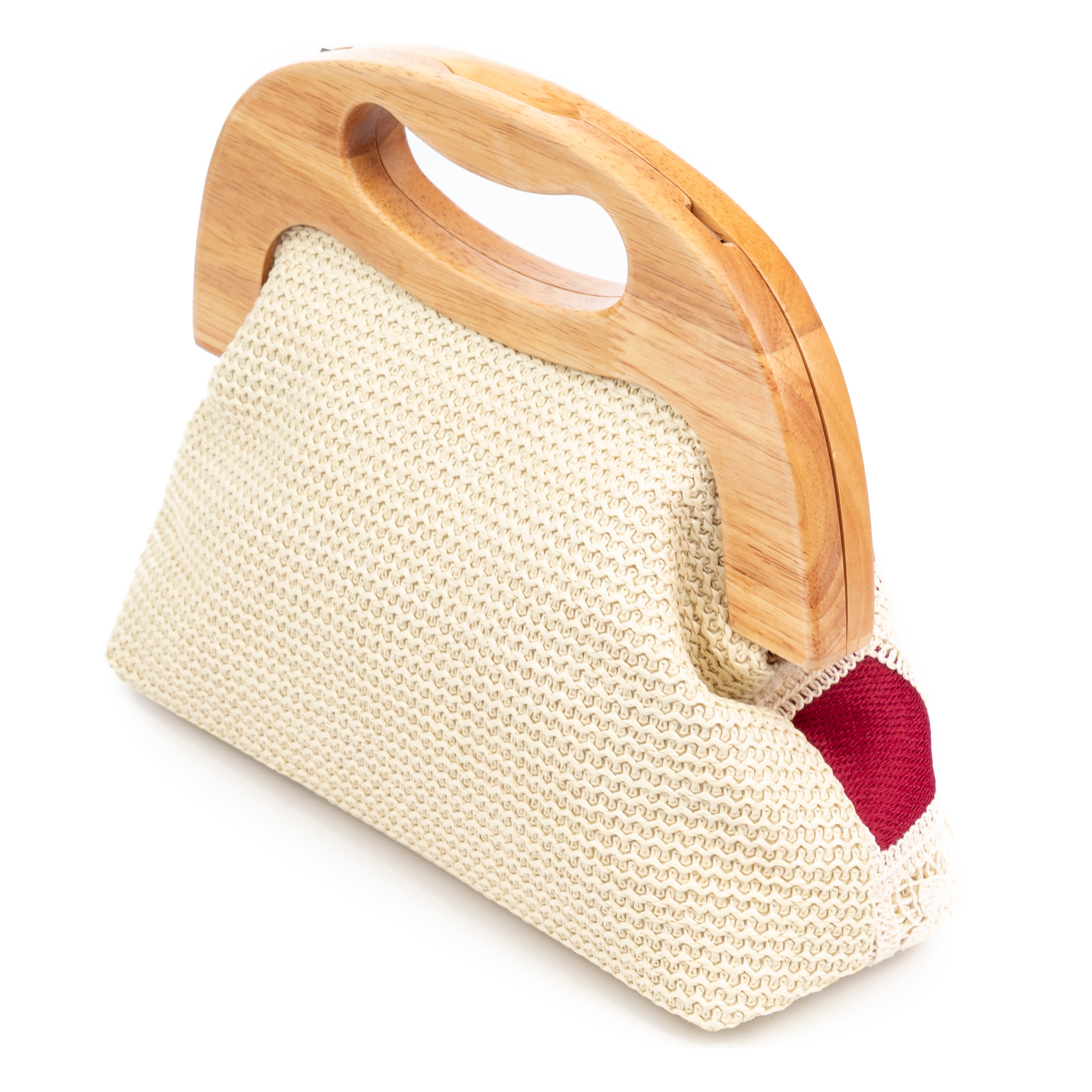 Barbaira Borsa a mano Donna. Realizzato in legno naturale e cotone.