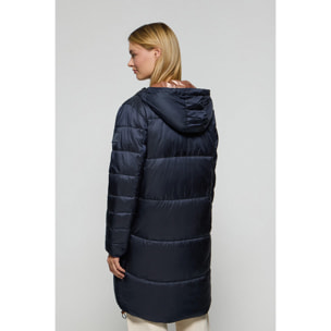 Chaqueta azul marino larga y acolchada Rose de capucha fija y detalles Polo Club