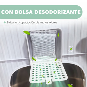 Arenero para Gatos Cubierto Caja de Arena para Gatos Arenero Cerrado con Entrada Frontal Salida Superior Tapa Removible Bandeja Extraíble y Pala 40,5x52,5x42,5 cm Blanco y Verde