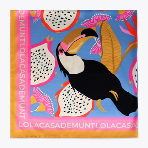 Sciarpa in raso con stampa tropicale