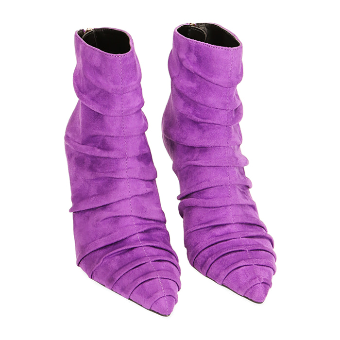 Botines de microfibra violeta talón 12 cm