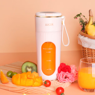 Batidora portátil AJ-01. 340ml con 14 cuchillas de acero, pantalla LCD e inicio de seguridad por doble click.