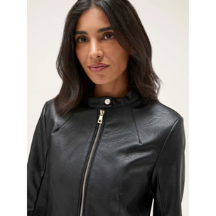 Motivi - Cazadora en tejido revestido con cortes shaping - Negro