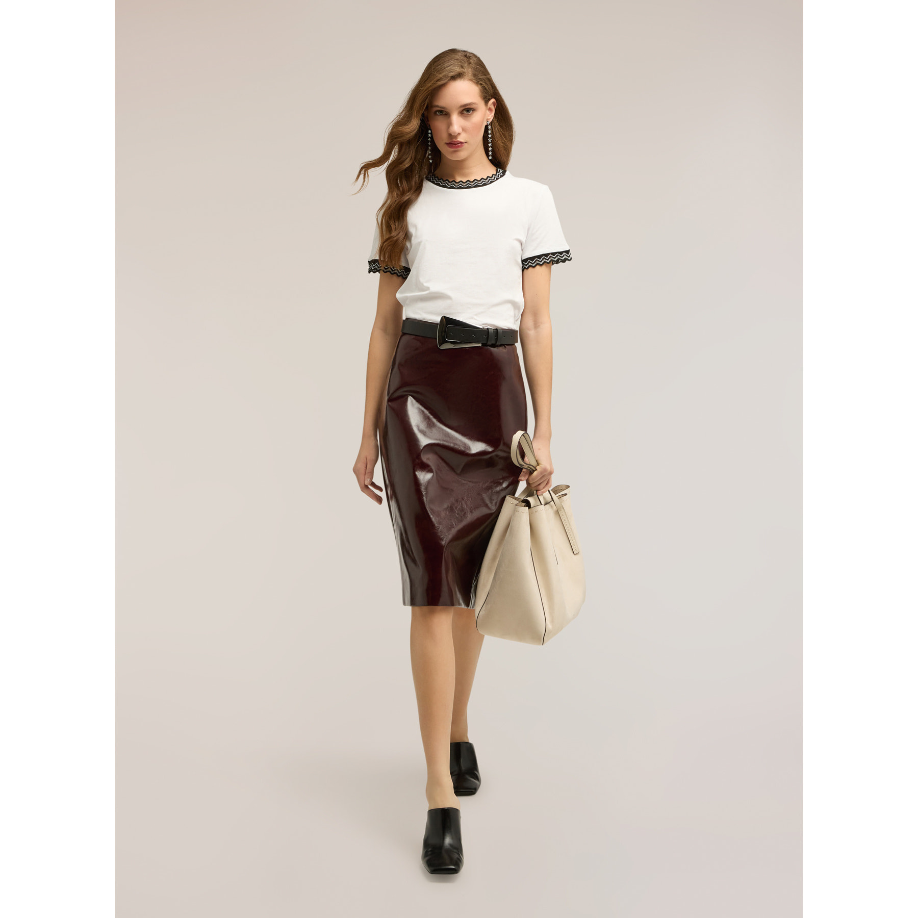 Motivi - T-shirt con bordi in maglia - Bianco