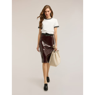 Motivi - T-shirt con bordi in maglia - Bianco