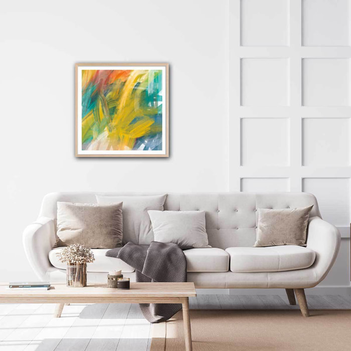 Poster brush color Affiche + cadre en bois - Chêne