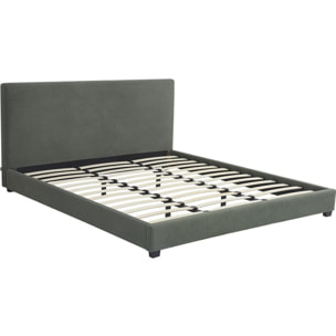 Lit avec tête de lit en velours côtelé - WILLIAM