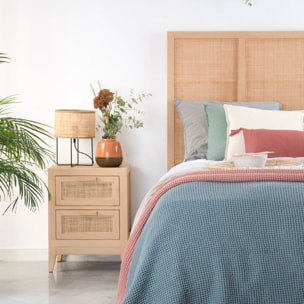 Table de chevet Pandora -bois massif d'acacia, panneau mdf et placage naturel-couleur naturel 42 x 55 x 35 cm