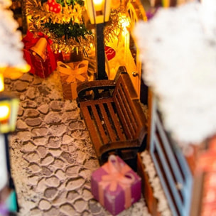 Invierno Navideño. Book Nook realista con gran detalle, cubierta y luces led.