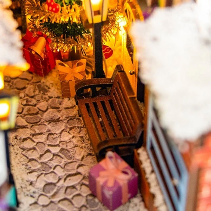 Invierno Navideño. Book Nook realista con gran detalle, cubierta y luces led.