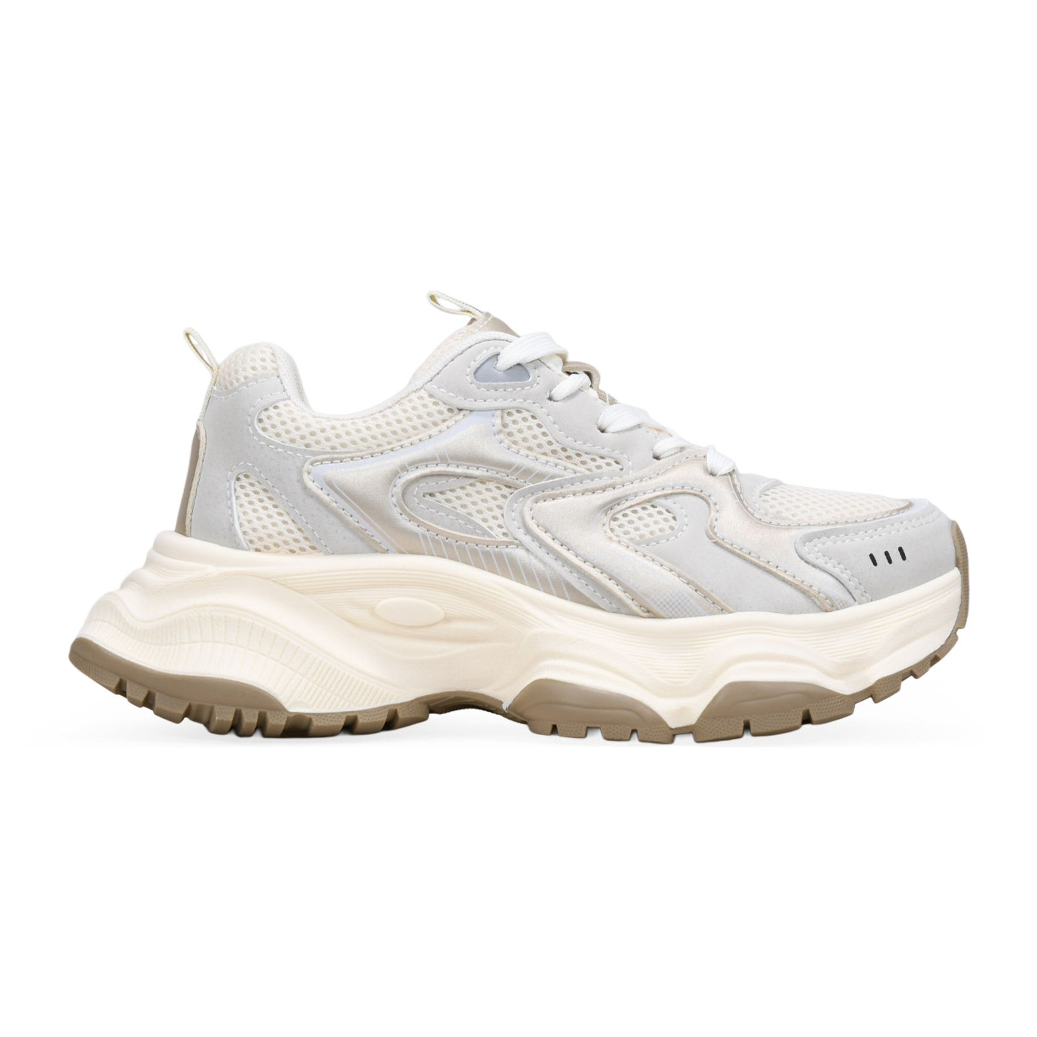 Zapatillas de plataforma oro y beige con cordones