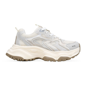 Zapatillas de plataforma oro y beige con cordones