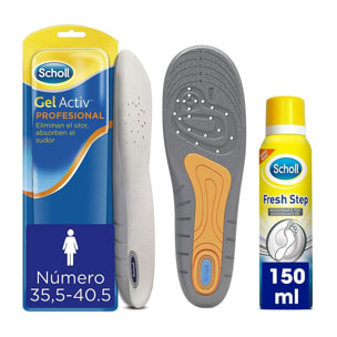 PACK PLANTILLAS GEL ACTIV PROFESIONAL MUJER + SCHOLL DESODORANTE PARA PIES