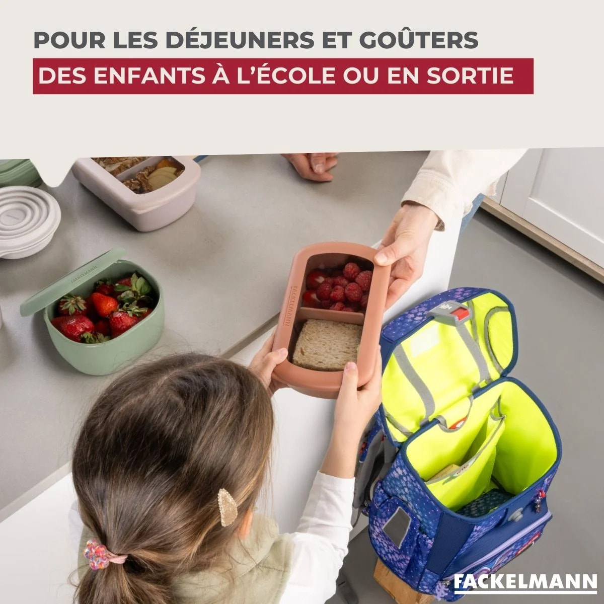 Lot Lunchbox Terracotta & Bleue avec Set de 3 boîtes à sauce Fackelmann Storage