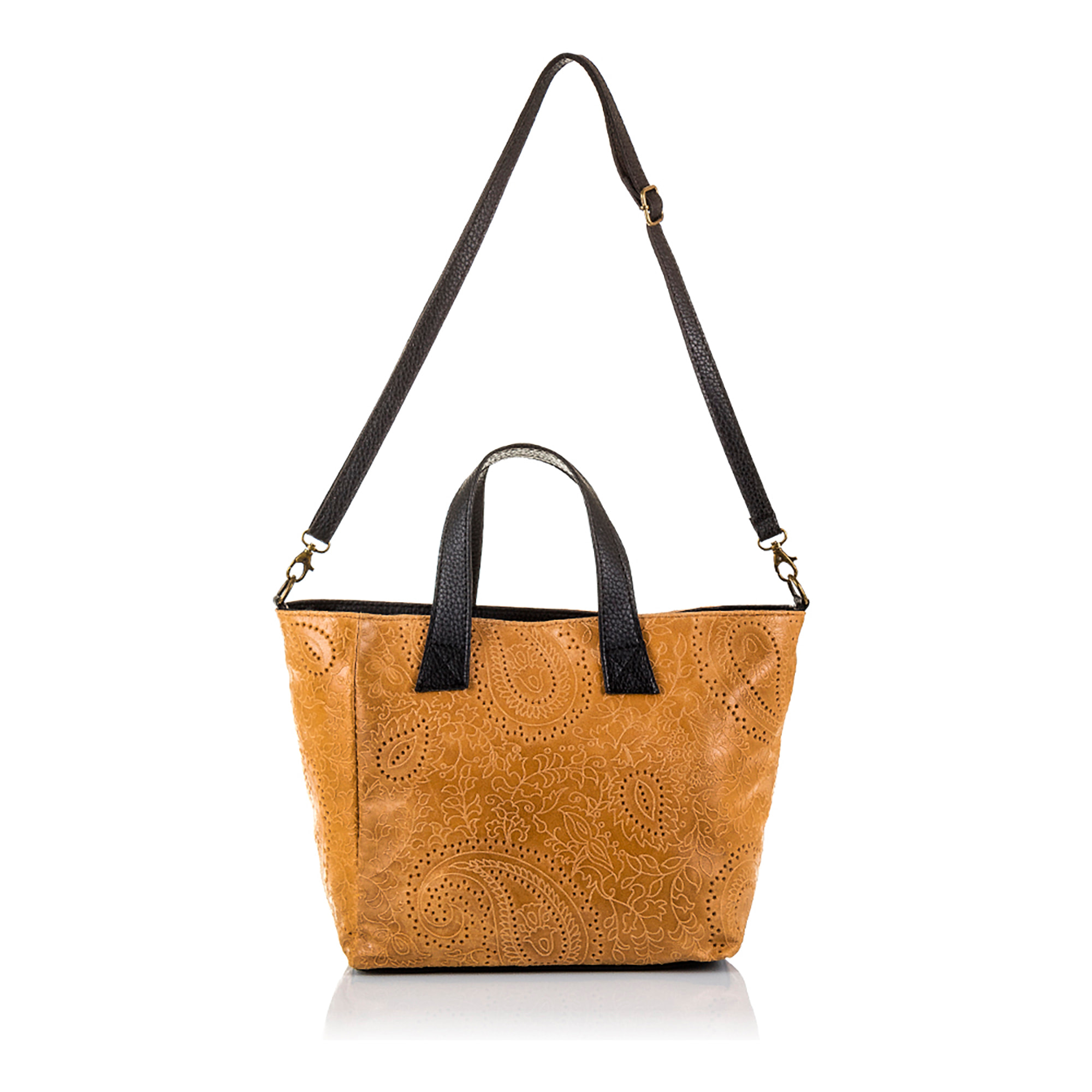 Cassandra Borsa tote Donna.Pelle autentica Camoscio Incisione Arabesca