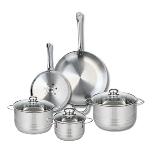 Ensemble de 2 Poêles de cuisson 24 et 32 cm et 3 faitouts 16, 20 et 24 cm Elo Profi Brillant
