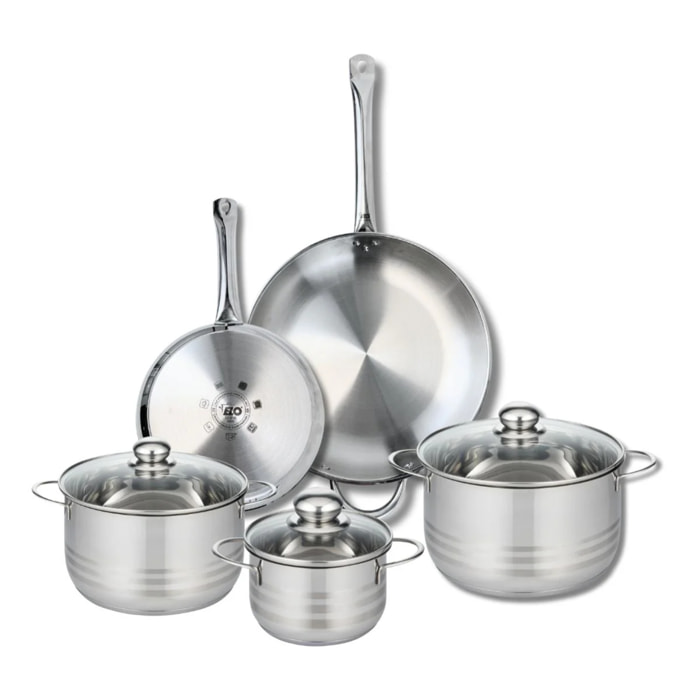 Ensemble de 2 Poêles de cuisson 24 et 32 cm et 3 faitouts 16, 20 et 24 cm Elo Profi Brillant