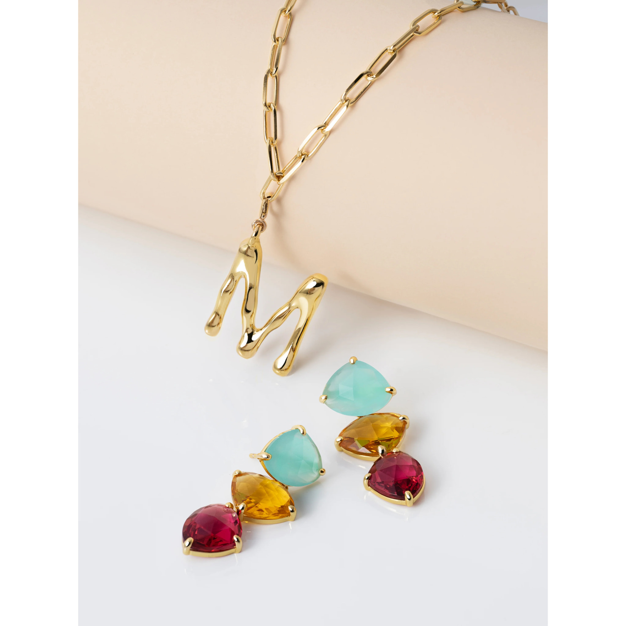 Orecchino Drop Narcissus Argento Placcato Oro