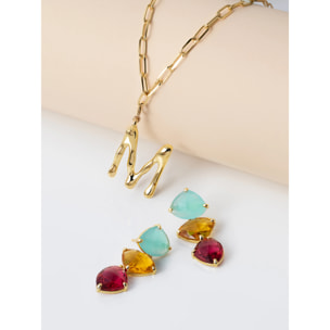 Orecchino Drop Narcissus Argento Placcato Oro